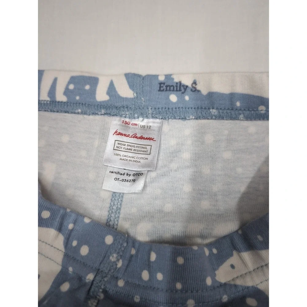Hanna Andersson US 12 Snowy Polar Bear 2pc pajama set Blue White Organic Cotton